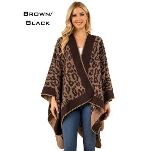 3352 - Animal Print Ruana  3352-BR<br> BROWN/BLACK  - 