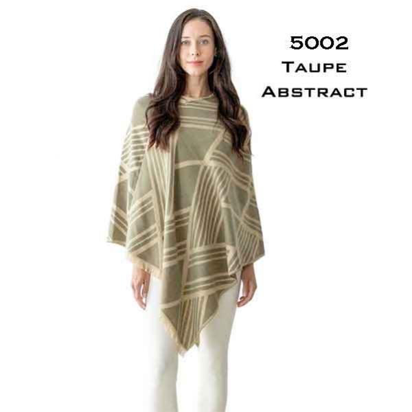 wholesale 5002 - Geometric Pattern Cashmere Feel Poncho 5002 <br>Taupe Abstract - 