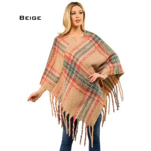 3640 - Cozy Plaid Ponchos  3125 - Camel Multi<br.
Nubby Poncho - One Size Fits Most