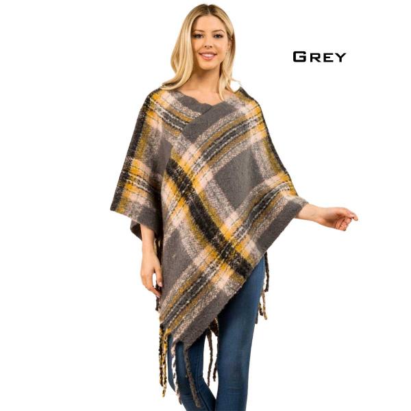 3640 - Plaid Ponchos for Autumn 3125 - Grey Multi<br.
Nubby Poncho - One Size Fits Most