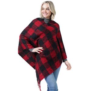 3640 - Cozy Plaid Ponchos  9575 - Red and Black <br>
Buffalo Check - One Size Fits Most