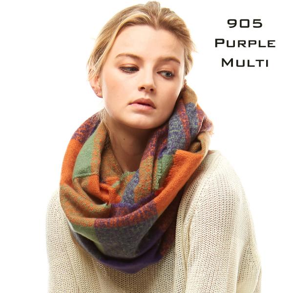 3649 - Plaid Woven Infinity Scarves  905 - Purple Multi (MB) - 