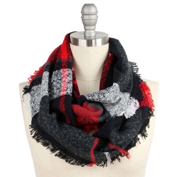 3649 - Plaid Woven Infinity Scarves  9570 - Black Multi - 