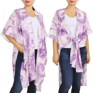 Tie Dyed Kimonos  9923 - Pink<br>
Satin Finish Leaf Motif  - One Size Fits Most