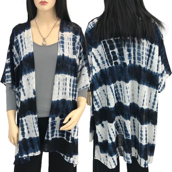 Tie Dyed Kimonos  9660 - Navy Tie Dyed<br>
Horizontal Design - One Size Fits Most