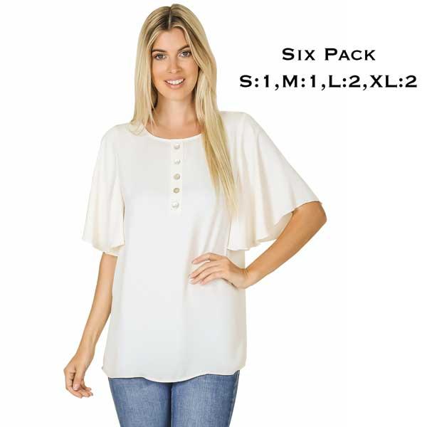 wholesale 2689 - Woven Waterfall Sleeve Top 2689 - Cream - S:1,M:1,L:2,XL:2