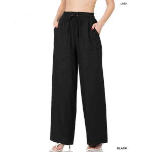 1105 - Soft Linen Blend Pants  1105 - Black  - S