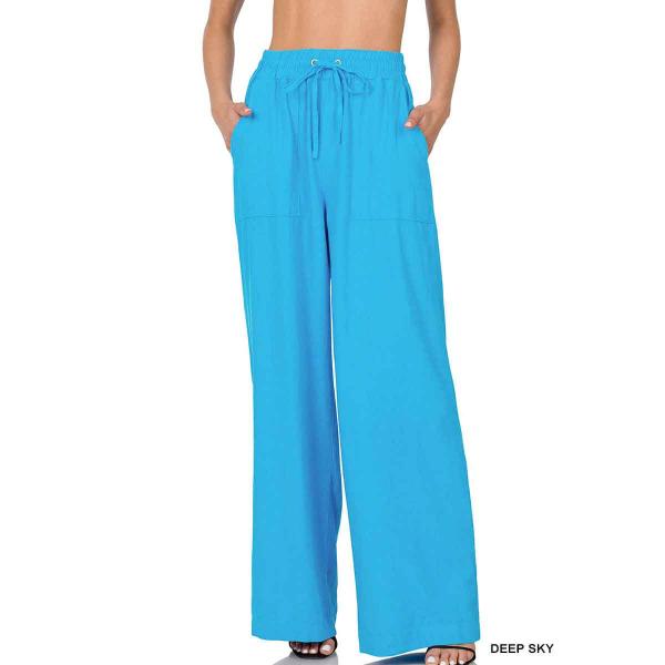 1105 - Soft Linen Blend Pants  1105 - Deep Sky  - S