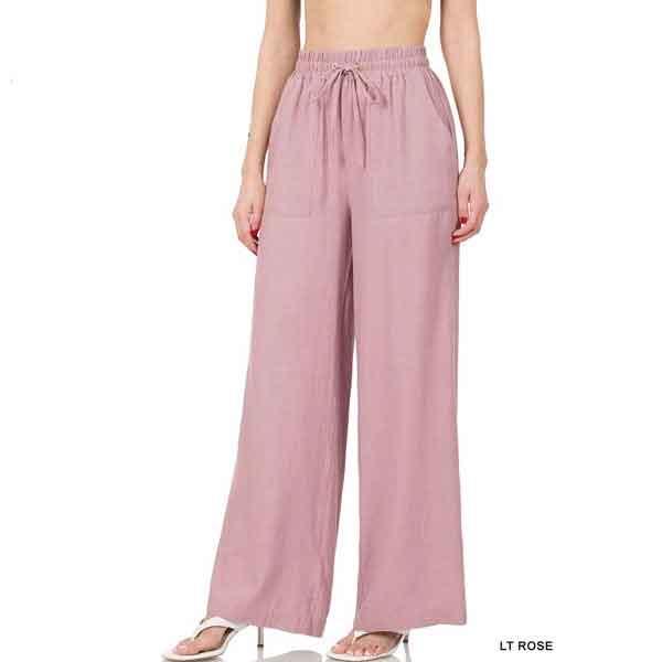 1105 - Soft Linen Blend Pants  1105 - Light Rose  - S