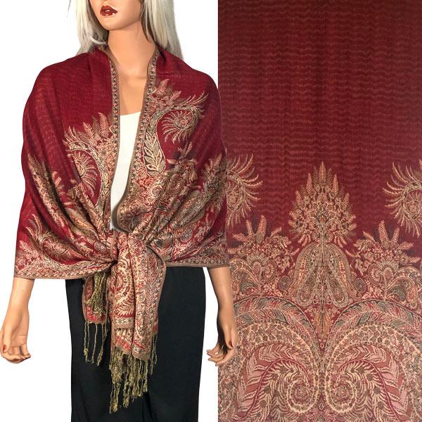 JT014 - Woven Paisley Shawls JT014 - A04 Burgundy - 