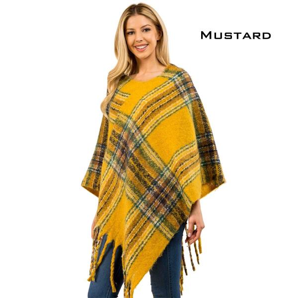 wholesale Plaid Nubby Ponchos - 10406 / 3125  3125 - Mustard-Multi - One Size Fits Most