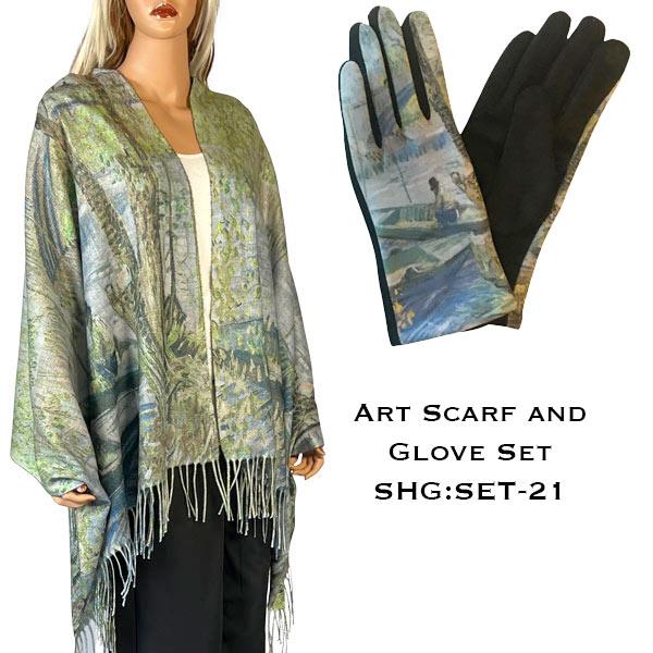 wholesale 3746 - Art Design Scarf and Glove Sets 3746 - 21<br>
Art Scarf and Glove Set - 