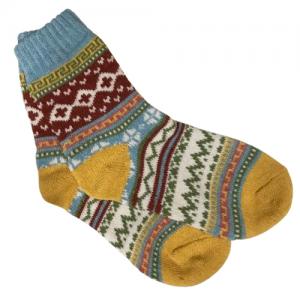 3748 - Crew Socks Tahoe Light Blue Multi<br>
Fits Women's Size 6-10<br> 18% wool, 45% cotton, 37% polyester - Woman's 6-10