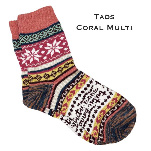 wholesale 3748 - Crew Socks Taos - Coral Multi (MB) - Woman's 6-10