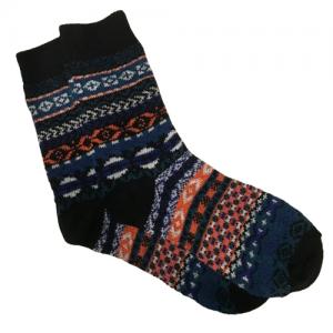 3748 - Crew Socks Adirondack - Black/Navy Multi - Woman's 6-10