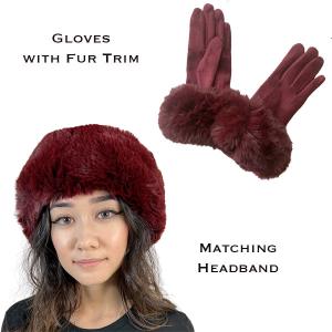 3750 - Faux Rabbit Fur Headbands & Matching Gloves 3750 - 09<br>Burgundy
Fur Headband with Matching Gloves - One Size Fits Most