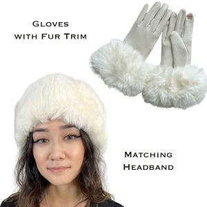 3750 - Faux Rabbit Fur Headbands & Matching Gloves 3750 - 12<br>Ivory
Fur Headband with Matching Gloves - One Size Fits Most