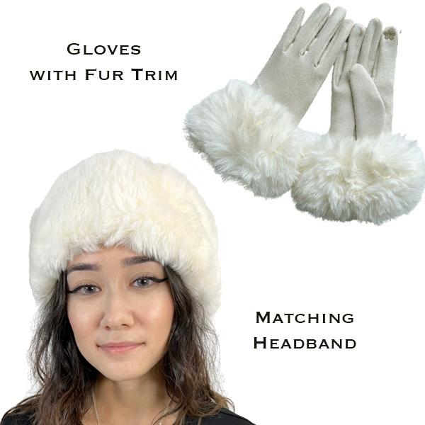 Wholesale 3750 - Faux Rabbit Fur Headbands & Matching Gloves 3750 - 12<br>Ivory
Fur Headband with Matching Gloves - One Size Fits Most