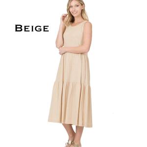 43050 - Sleeveless Tiered Midi Dress Beige<br>43050 Dress - L