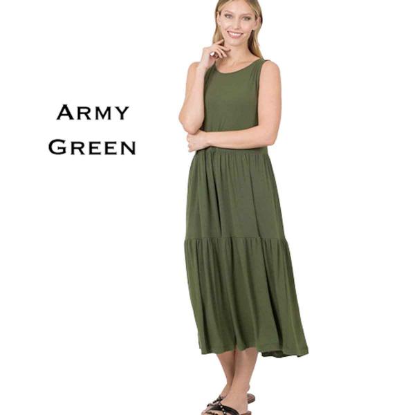 wholesale 43050 - Sleeveless Tiered Midi Dress Army Green<br>43050 Dress - M