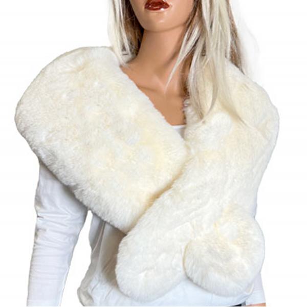 wholesale LC3801 - Faux Rabbit Stoles Ivory<br>
Faux Rabbit Stole - 