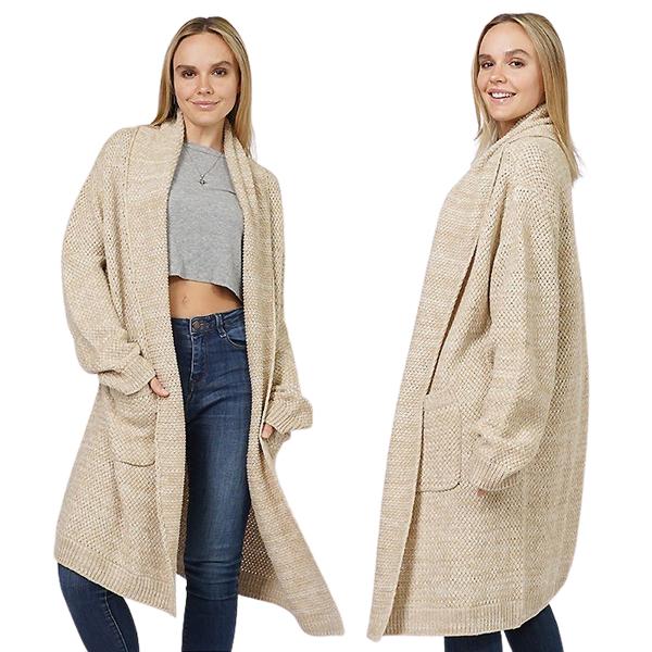 10882 - Shawl Collar Knit Cardigan 10882 - Beige<br>
Shawl Collar Knit Cardigan - One Size Fits Most