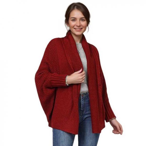 10908 - Sweater Cardigan Burgundy - One Size Fits Most