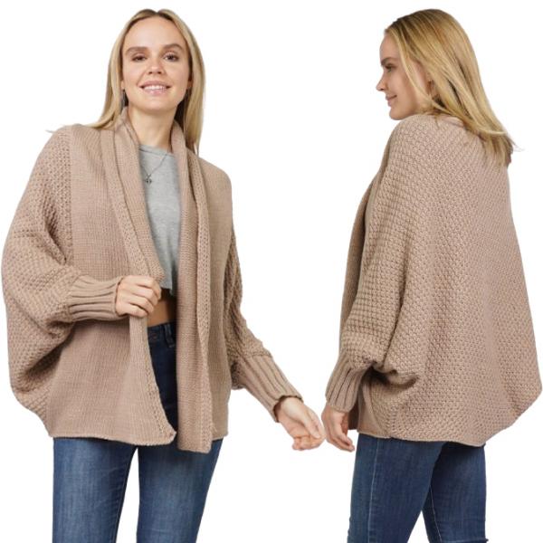 Wholesale 10908 - Sweater Cardigan 10908 - Taupe<br>
Sweater Cardigan - One Size Fits Most