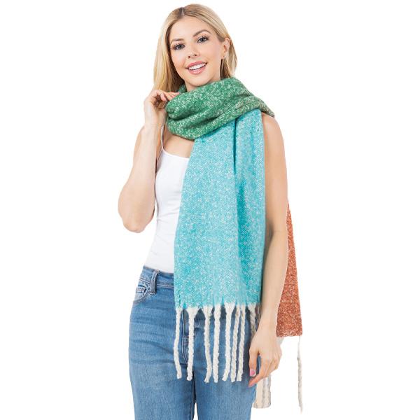 wholesale 4279 - Ombre Nubby Scarf Green - One Size Fits All