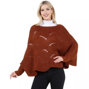 4271 - Sweater Poncho w/ Sleeves 4271 - Rust - One Size Fits Most