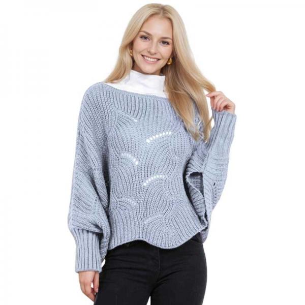 4271 - Sweater Ponchos w/Sleeves Denim - One Size Fits Most