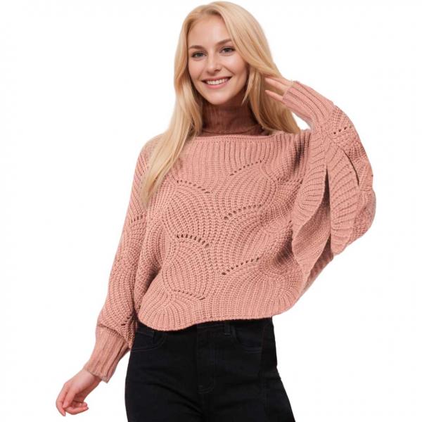 4271 - Sweater Ponchos w/Sleeves Dark Pink - One Size Fits Most