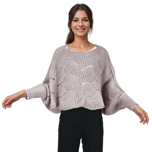 4271 - Sweater Ponchos w/Sleeves Grey - One Size Fits Most