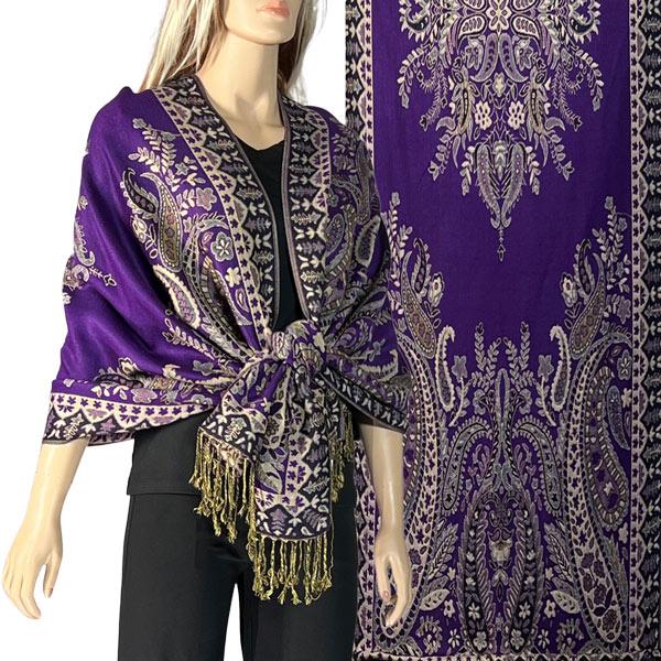 wholesale 3835 - Heavy Pashmina Style Shawls  3695 - A04 Purple Multi <br> 
Woven Paisley Shawl - One Size Fits All
