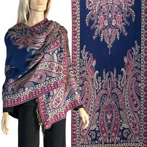 Wholesale 3835 - Heavy Pashmina Style Shawls  3695 - A10 Dark Blue Multi <br> 
Woven Paisley Shawl - One Size Fits All
