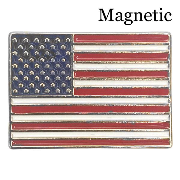 3836 - Lapel Pins  M04 - Rectangle American Flag Magnetic Brooch<br>  
Silver Accent - 