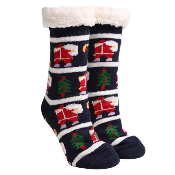 3841 - Christmas  Pattern Non-Slip Sherpa Socks 205 - 02 - One Size Fits Most