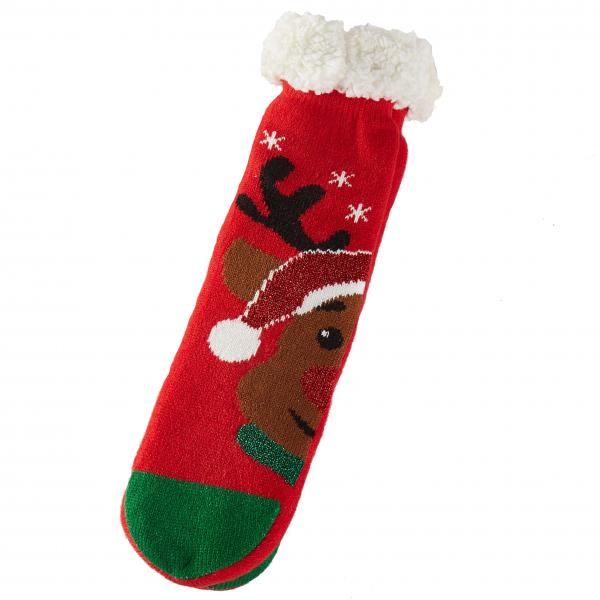 3841 - Christmas  Pattern Non-Slip Sherpa Socks 407 - 01 - One Size Fits Most