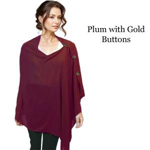 Wholesale 3846 - Georgette Button Shawls 063G - Plum w/Gold Buttons<br>
Georgette Button Shawl - 