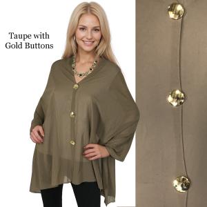 Wholesale 3846 - Georgette Button Shawls 078/G<br> 
Taupe w/Gold Buttons - 