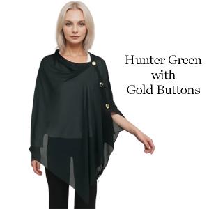 Wholesale 3846 - Georgette Button Shawls 196G - Hunter Green w/Gold Buttons<br>
Georgette Button Shawl - 