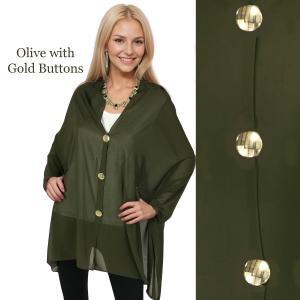 Wholesale 3846 - Georgette Button Shawls 171/G<br>
Olive w/Gold Buttons
 - 