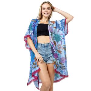 Cotton Touch Kimonos - 10983 10983 - Blue<br>
Floral Print Kimono - One Size Fits Most