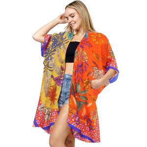 Cotton Touch Kimonos - 10983 10983 - Orange<br>
Floral Print Kimono - One Size Fits Most