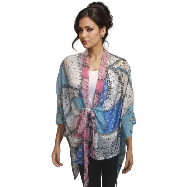 3858 - Tie Front Kimonos 4244 - BKPK Multi<br>
Tie Front Kimono - One Size Fits Most