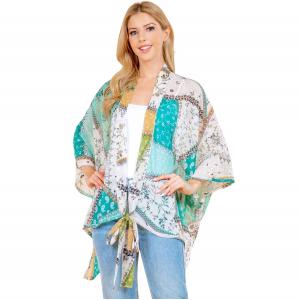 3858 - Tie Front Kimonos 4244 - GN Multi<br>
Tie Front Kimono - One Size Fits Most