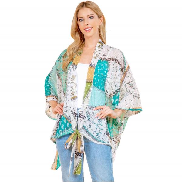 3858 - Tie Front Kimonos 4244 - GN Multi<br>
Tie Front Kimono - One Size Fits Most