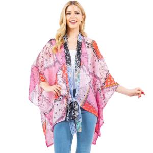 3858 - Tie Front Kimonos 4244 - PKBK Multi<br>
Tie Front Kimono - One Size Fits Most