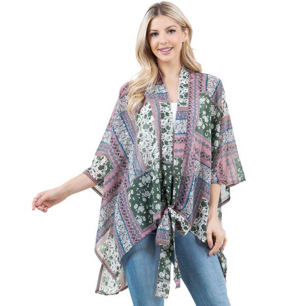 wholesale 3858 - Tie Front Kimonos 4321 - Dusty Pink Mix
 - One Size Fits Most