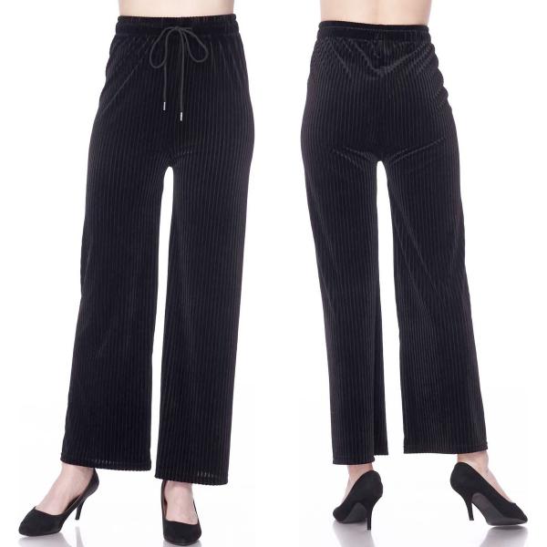 wholesale Overstock and Clearance Pants and Leggings Black Pleated Wide Leg Velour  - S-M